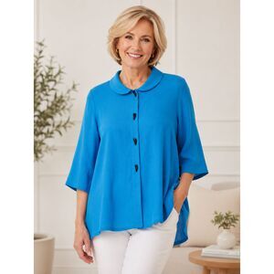 Fridaze Turquoise‎ Linen Top Shirt